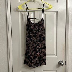 Free people floral print open back mini dress black